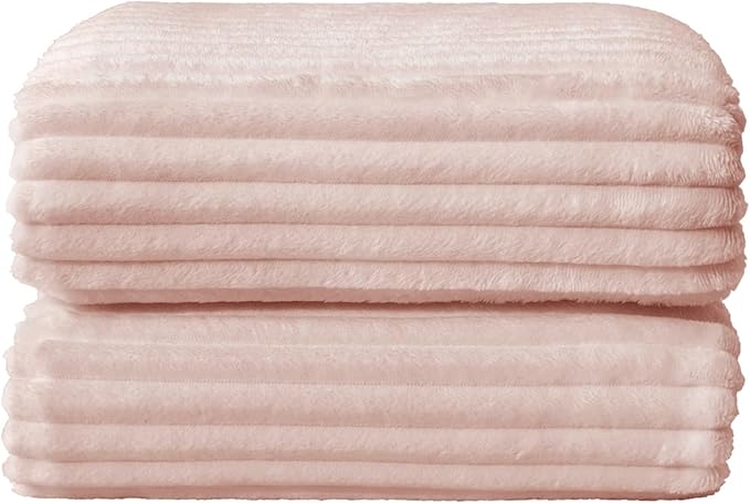 BEDELITE Fleece Blanket Twin Size – 3D Ribbed Jacquard Soft and Warm Decorative Fuzzy Blankets – Cozy, Fluffy, Plush Lightweight Throw Blankets for Couch, Bed, Sofa(Light Pink, 60x80 inches)