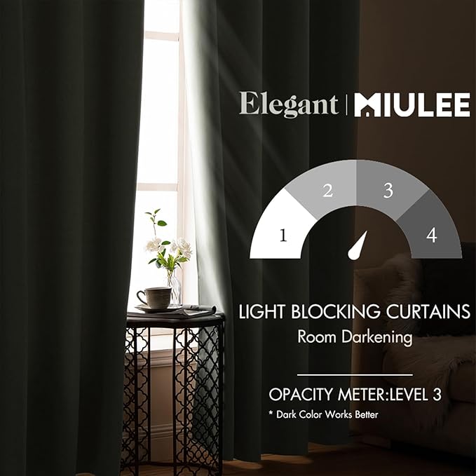 MIULEE 90" Long Room Darkening Curtains Thermal Insulated Drapes Solid Window Treatment Set Grommet Top Light Blocking Blackout Curtain for Living Room/Bedroom 2 Panels Sage Green