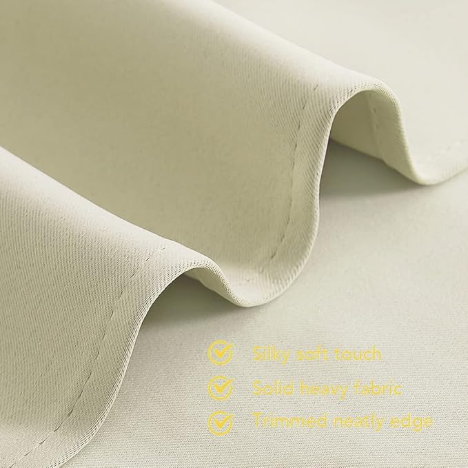 NICETOWN Blackout Curtains & Drapes for Bedroom, Beige, W34 x L48, Set of 2, Triple Weave Grommet Top Thermal Insulated Light Blocking Panels for Bathroom/Living Room