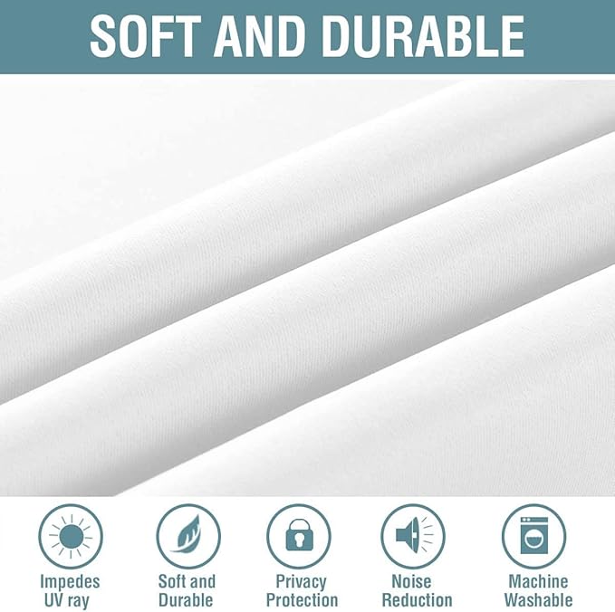 H.VERSAILTEX Pure White Curtain for Living Room Thermal Insulated Window Treatment Curtain 45 inch Length Energy Saving Solid Grommet Top Room Darkening Drape, One Panel, 52" W x 45" L