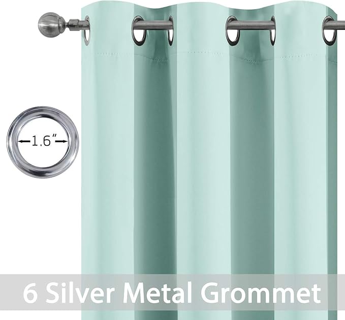Yakamok Blackout Curtains Room Darkening Thermal Insulated Window Panels,Solid Grommet Top Drapes for Bedroom/Living Room(42Wx72L, Aqua, 2 Panels)