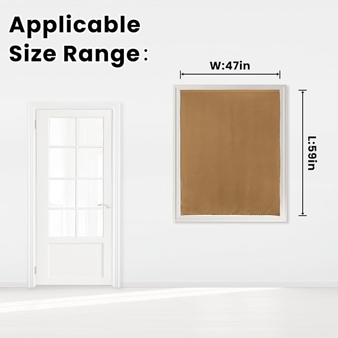 Self Adhesive Curtains, Stick Curtain Blackout Shades Window Cover Curtains for Living Room No Drilling, 47" W X 59" L, Brown, 1 Panel