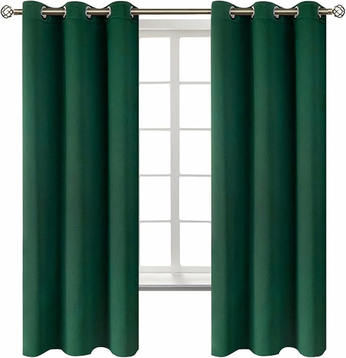 BGment Christmas Blackout Curtains - Grommet Thermal Insulated Room Darkening Bedroom and Living Room Curtains, Set of 2 Decorative Curtain Panels (42 x 63 Inch, Emerald Green)