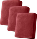 Couch Cover Stretch Velvet Sofa Cushion Cover 3-Piece - Elastic Washable Slipcover for Seat or Backrest, Couch Seat Covers for Sofas (Christmas Red)