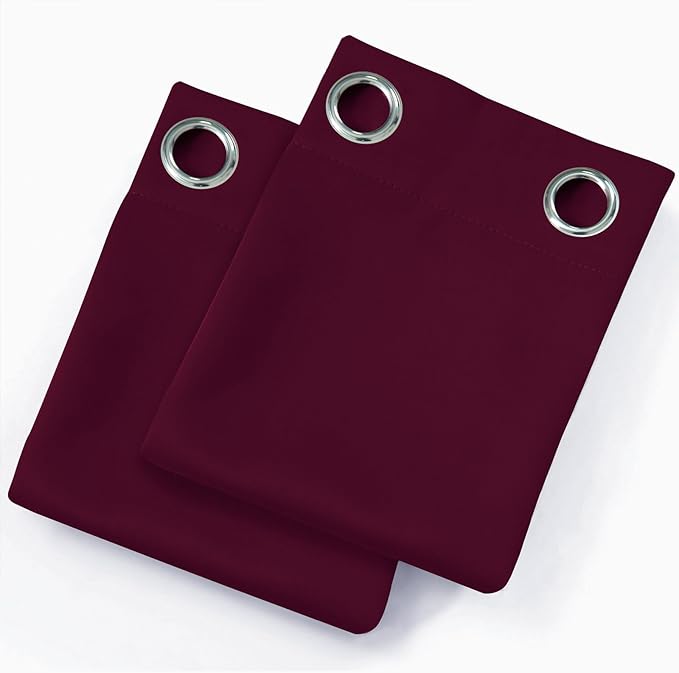 LEMOMO Blackout Curtains 66 x 54 Inch Long Burgundy Red Curtains Set of 2 Panels Room Darkening Curtains for Bedroom and Living Room