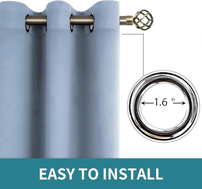 BGment Blackout Curtains for Bedroom - Grommet Thermal Insulated Room Darkening Curtains for Living Room, Set of 2 Panels (38 x 45 Inch, Spa Blue)