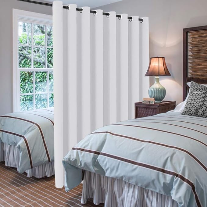 H.VERSAILTEX Patio White Curtains for Sliding Door Extral Wide Curtain Panels Thermal Insulated Room Divider - Grommet Top, 9' Tall by 8.5' Wide, W100 x L108, Pure White