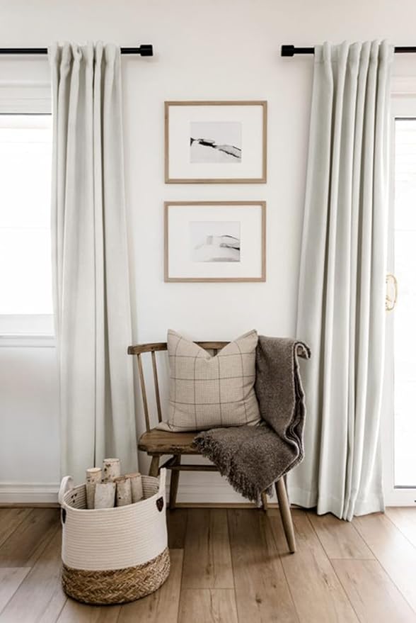 100% Blackout Shield Linen Blackout Curtains for Bedroom 102 Inches Long, Back Tab/Rod Pocket Living Room Drapes, Thermal Insulated Blackout Curtains 2 Panels Set, 50" W x 102" L, Beige