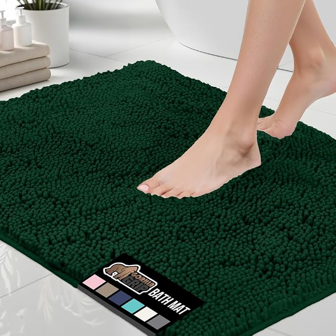 GORILLA GRIP Bath Rug Mat 30x20, Soft Absorbent Chenille, Quick Dry Microfiber by GorillaGrip