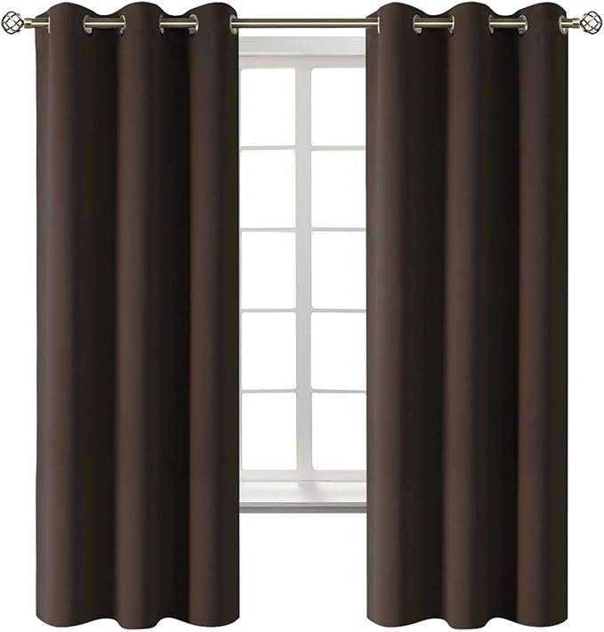 BGment Blackout Curtains for Living Room - Grommet Thermal Insulated Room Darkening Curtains for Bedroom, 2 Panels of 42 x 63 Inch, Brown