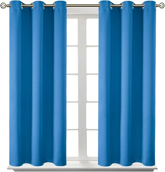 BGment Room Darkening Curtains 45 Inches Long - Grommet Thermal Insulated Drapes Window Treatment Curtains for Bedroom, 2 Panels, 38 x 45 Inch, Classic Blue
