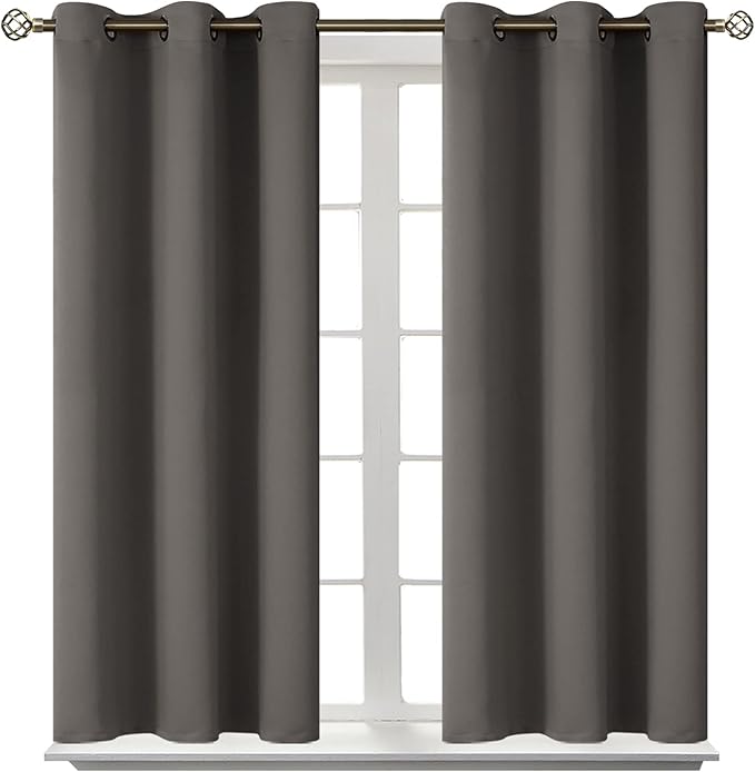 BGment Blackout Curtains for Bedroom - Grommet Thermal Insulated Room Darkening Curtains for Living Room, Set of 2 Panels (38 x 45 Inch, Grey)