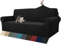 ZNSAYOTX 1 Piece Jacquard Couch Covers for 3 Cushion Couch High Stretch Sofa Cover for Pets Dogs Anti Slip Extra Large Sofa Slipcovers Furniture Protector (XL Sofa, Black)
