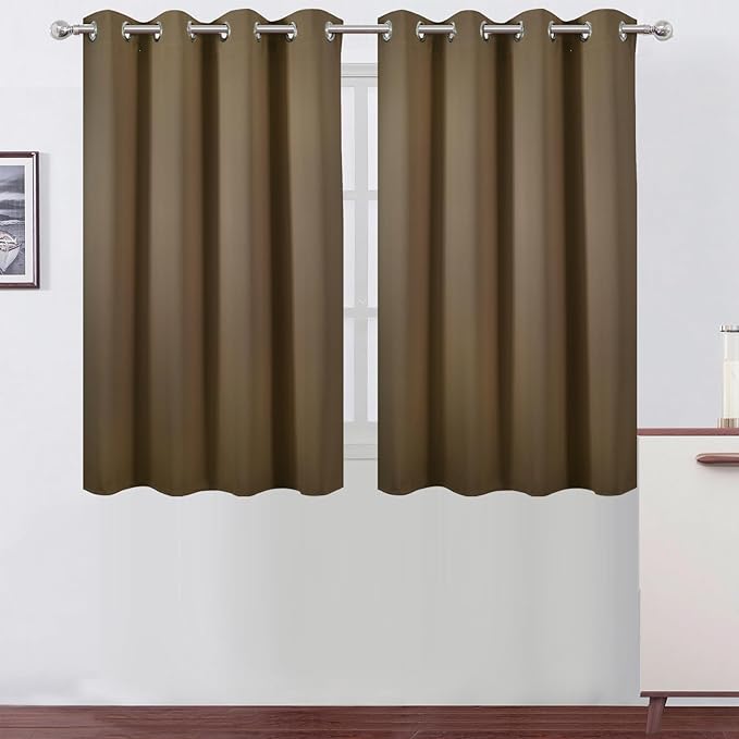 LEMOMO Brown Thermal Blackout Curtains/52 x 45 Inch/Set of 2 Panels Room Darkening Curtains