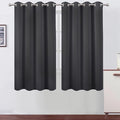 LEMOMO Dark Grey Blackout Curtains 66 x 63 Inch Length/Set of 2 Curtain Panels/Thermal Insulated Room Darkening Blackout Curtains for Bedroom