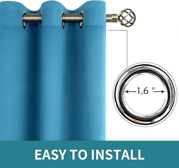 BGment Blackout Curtains - Grommet Thermal Insulated Room Darkening Bedroom and Living Room Curtains, Set of 2 Panels (38 x 54 Inch, Steel Blue)