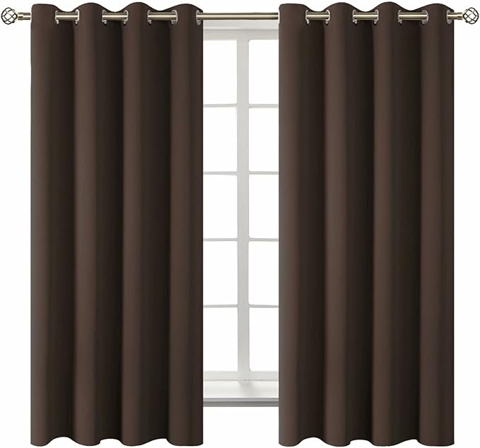 BGment Blackout Curtains for Living Room - Grommet Thermal Insulated Room Darkening Curtains for Bedroom, Set of 2 Panels (52 x 63 Inch, Brown)