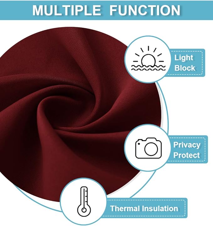RYB HOME Large Blackout Curtains for Bedroom 84 inches Long 2 Panels Set, Privacy Thermal Insultaed Sunlignt Heat Blocking Drapes for Sliding Patio Door, Width 70 by Length 84, Burgundy Red