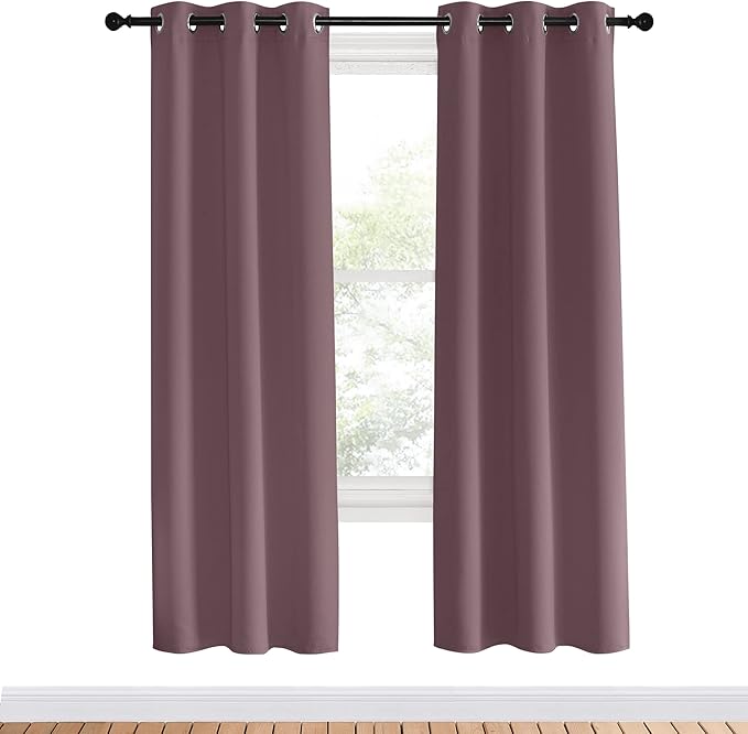 NICETOWN Blackout Curtains for Bedroom, Dry Rose, 34 inches by 70 inches Long Curtains & Drapes for Living Room, Thermal Insulated Window Treatment Draperies for Nursery