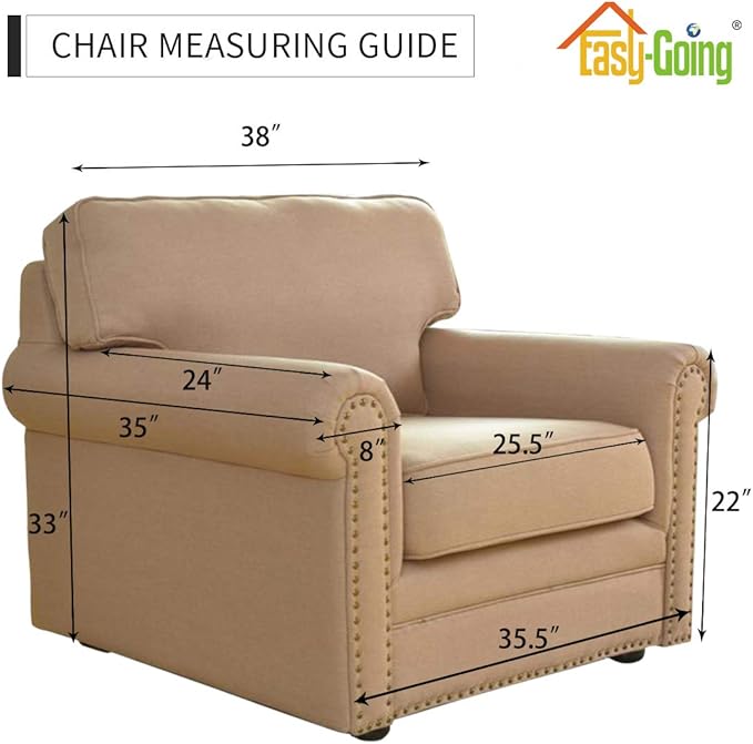 Easy-Going Chair Sofa Slipcover Reversible Sofa Cover Water Resistant Couch Cover Furniture Protector Cover with Elastic Straps for Pets Kids Children Dog Cat (Chair, PeacockBlue/Beige)