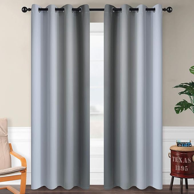 SimpleHome Ombre Room Darkening Curtains for Living Room,2 Panels,Light Blocking Gradient Grey to Greyish White Thick Thermal Insulated Grommet Window Curtains/Drapes for Bedroom,52x96 inches Length