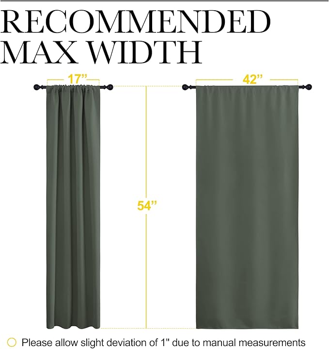 NICETOWN Bedroom Curtains Blackout Draperies - All Season Thermal Insulated Solid Rod Pocket Top Blackout Curtains/Drapes for Kid's Room (Dark Mallard, 1 Pair, 42 x 54 Inch)
