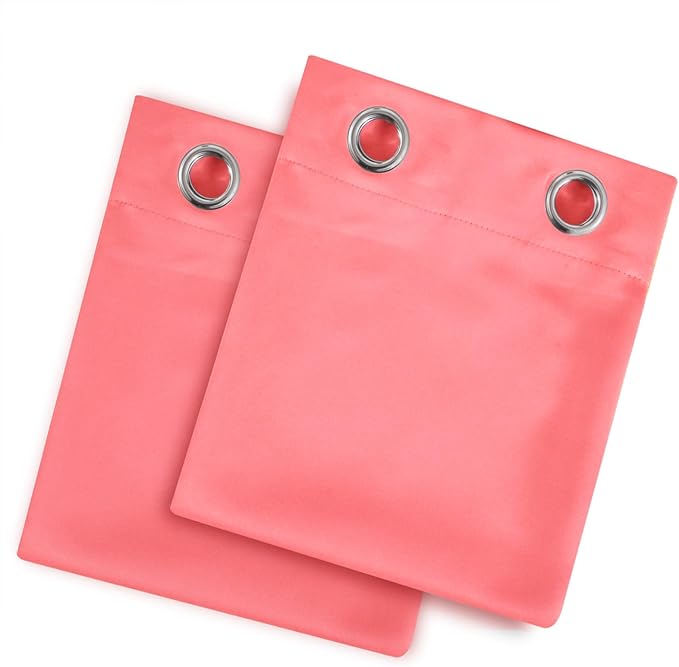 LEMOMO Blackout Curtains 52 x 45 inch Coral Curtains Set of 2 Panels/Thermal Insulated Room Darkening Bedroom Curtains