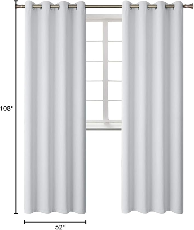 BGment Blackout Curtains - Grommet Thermal Insulated Room Darkening Bedroom and Living Room Curtains, Set of 2 Panels (52 x 108 Inch, Greyish White)