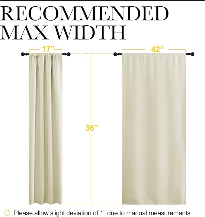 NICETOWN Kitchen Curtains, Short Blackout Curtains & Drapes, Small Window Draperies for Dining Room, Cupboard (Beige, 42 in x 36 in (W x L), Set of 2)