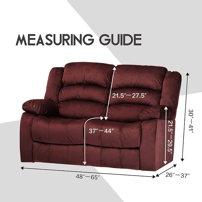 ULTICOR Reclining Love Seat Slipcover, 48" - 65" L, 6-Piece Velvet Stretch Loveseat Reclining Sofa Covers, 2 seat Love seat Recliner Cover, Thick, Soft, Washable (Chocolate)