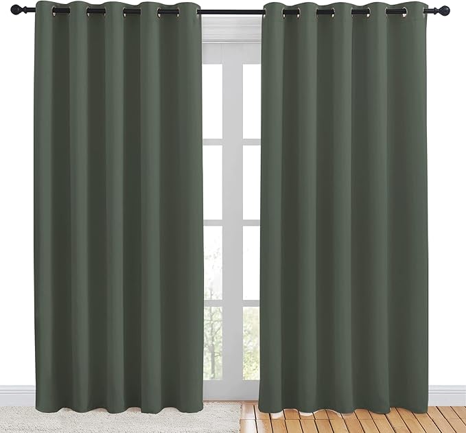 NICETOWN Room Darkening Draperies Window Curtain Panels, Thermal Insulated Grommet Room Darkening Curtains for Bedroom (Dark Mallard, 2 Panels, W70 x L84 -inch)