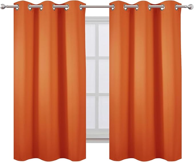 LEMOMO Orange Blackout Curtains/38 x 54 Inch/Set of Two Panels Grommet Living Room Curtains
