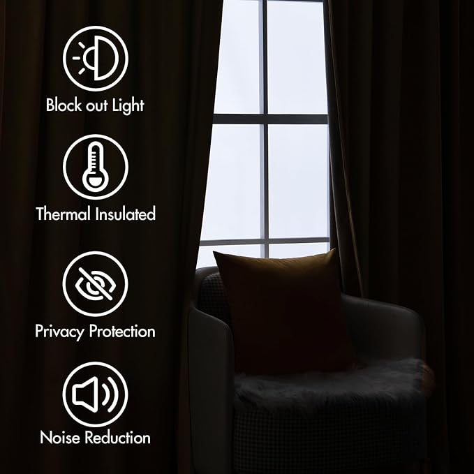 MIULEE Velvet Curtains 72 inches - Luxury Blackout Curtains for Bedroom Living Room Thermal Insulated Super Soft Window Drapes Rod Pocket & Back Tab, Gold Brown, W52 x L72 inches, 2 Panels