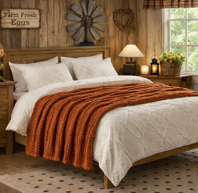 50x70 Inch Rust Throw Blanket - Soft & Fluffy Fleece, Cute & Aesthetic, Perfect for Sofa, Couch, Chair, Bed, Living Room & Bedroom, All-Season Use, Plush & Cozy Decorative Blanket