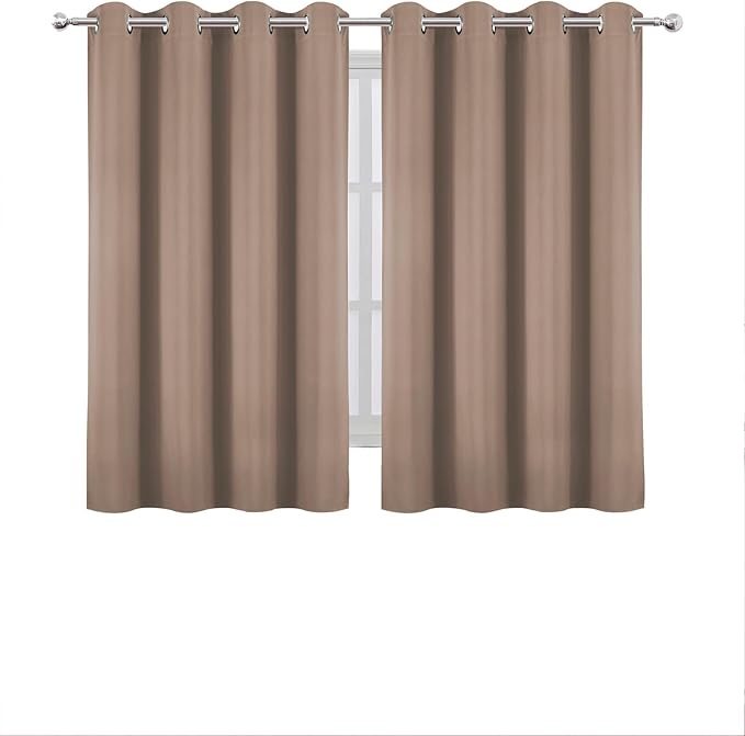 LEMOMO Blackout Curtains 66 x 54 Inch Long Cappuccino Curtains Set of 2 Panels Room Darkening Curtains for Bedroom and Living Room