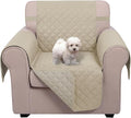 U-NICE HOME Reversible Oversized Chair Covers Quilted Water Repellent Pet Protectors with Elastic Straps(28''Armchair, Sand/Beige)