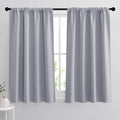 RYB HOME Short Blackout Curtains for Bedroom, Room Darkening Insulated Summer Heat Light UV Blocking Energy Saving Drapes for Nursery, Width 42 by Length 48, Silver Grey, Set of 2