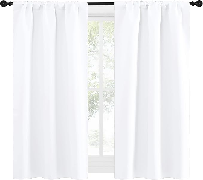 NICETOWN RV Curtains for Camper Windows, White Curtains for Kitchen Window, Home Decoration Light Filtering Drapes for Small Window (29" Wide by 50inches Long, 1 Pair)