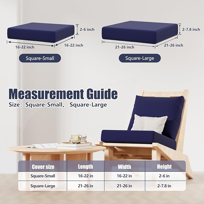 8Pcs Stretch Patio Cushion Covers, Outdoor Couch & Sofa Replacement Slipcovers for Patio Furniture Cushion Covers, Washable Reusable Furniture Protector