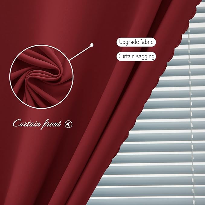 Self Adhesive Curtains, Stick Curtain Blackout Shades Window Cover Curtains for Living Room No Drilling, 47" W X 71" L, Burgundy, 1 Panel