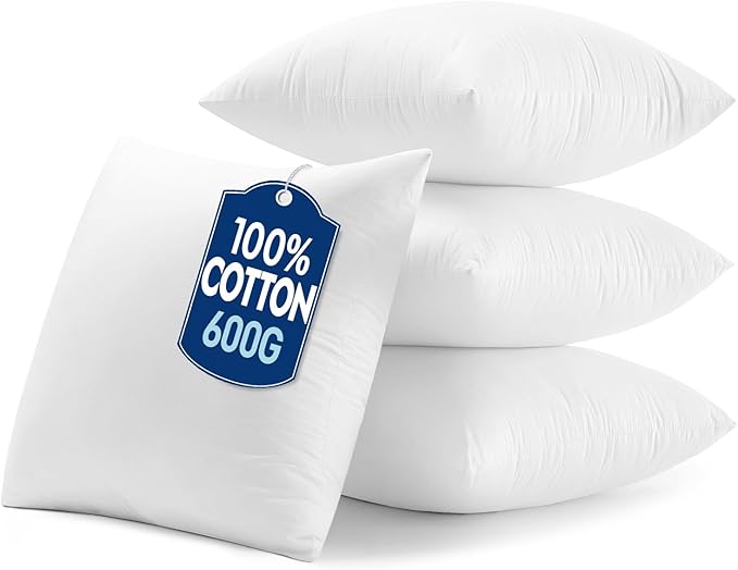 MIULEE 20x20 Pillow Inserts with Cotton Cover,Set of 4 100% Virgin Microfiber Throw Pillows for Couch Sofa and Bed