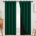 SimpleHome 100% Blackout Curtains for Bedroom,Thermal Insulated Grommet Window Drapes Room Darkening Dark Green Curtains for Living Room with Black Back,52 x 96 Inch,2 Panels