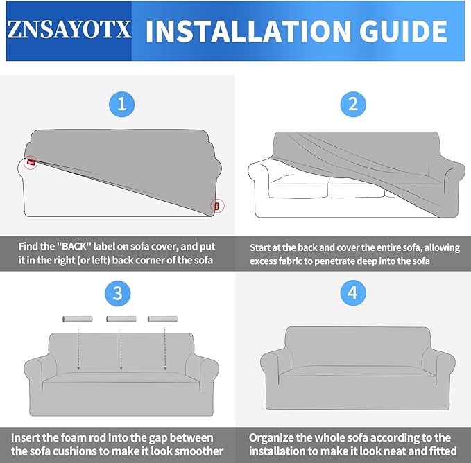 ZNSAYOTX 1 Piece Jacquard Couch Covers for 2 Cushion Couch High Stretch Loveseat Slipcover for Pets Dogs Anti Slip Love Seat Sofa Slipcover Furniture Protector (Loveseat, Dark Grey)