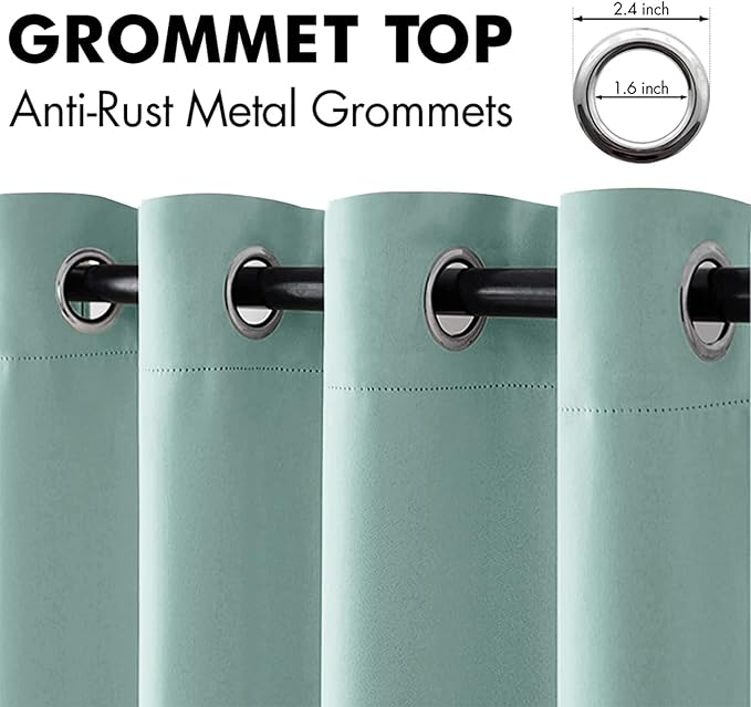 MIULEE Blackout Curtains 96 Inches Long for Bedroom Living Room Thermal Insulated Room Darkening Grommet Top Solid Light Blocking Drapery Set of 2 Window Panels Aqua