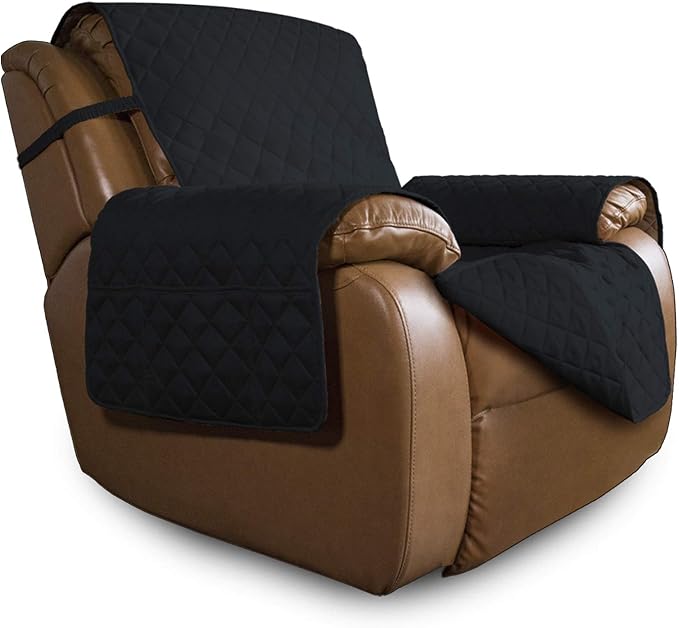 Easy-Going Oversized Recliner Chair Slipcover Reversible Sofa Cover Water Resistant Couch Cover Furniture Protector with Elastic Straps for Pets Dog (Oversized Recliner, Black/Black)