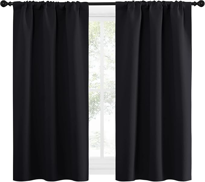 NICETOWN Black Out Curtain Panels for Kitchen - Energy Smart Decoration Thermal Insulating Blackout Drapes/Draperies for Small Window (2 Panels, 34 in x 54 in (W x L))
