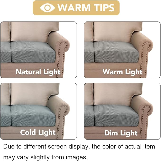 H.VERSAILTEX Super Stretch Individual Seat Sofa Covers Slipcover Sets Thick Jacquard Textured Twill Fabric (2 Piece Large Sofa Cushion Covers, Dove)