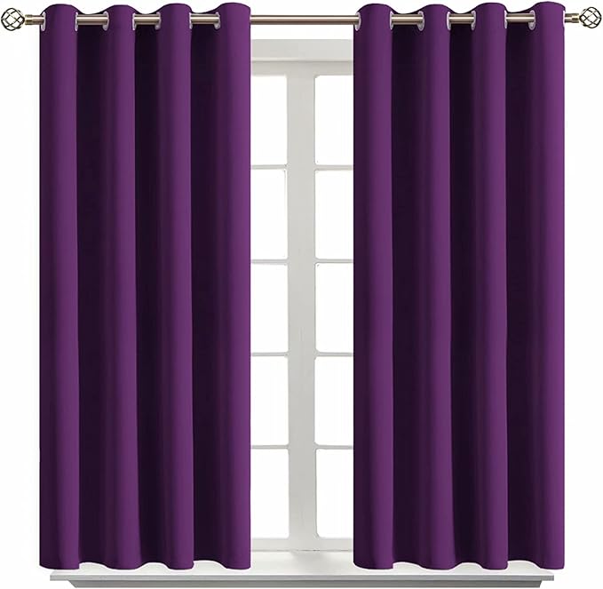 BGment Blackout Curtains - Grommet Thermal Insulated Room Darkening Bedroom and Living Room Curtain, Set of 2 Panels (52 x 54 Inch, Royal Purple)