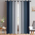 Yakamok Room Darkening Ombre Curtains 90 Inch Length, Navy Blue and Greyish White Thermal Insulated Gradient Color Curtains,Light Blocking Grommet Window Drapes for Bedroom,52 Inch Width,2 Panels