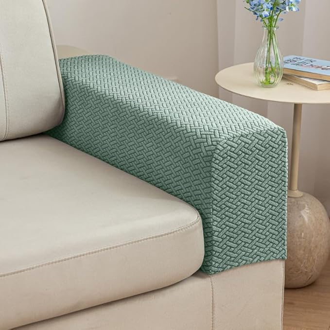Soothing Home Sofa Covers, Sofa Hero Covers, Wear-Resistant Universal Couch Covers Washable Stretch Sectional Couch Cushion Covers (Light Green,Arm Rest Covers 2pcs)